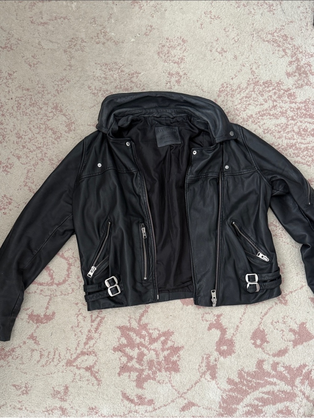All Saints Black Leather Biker Jacket